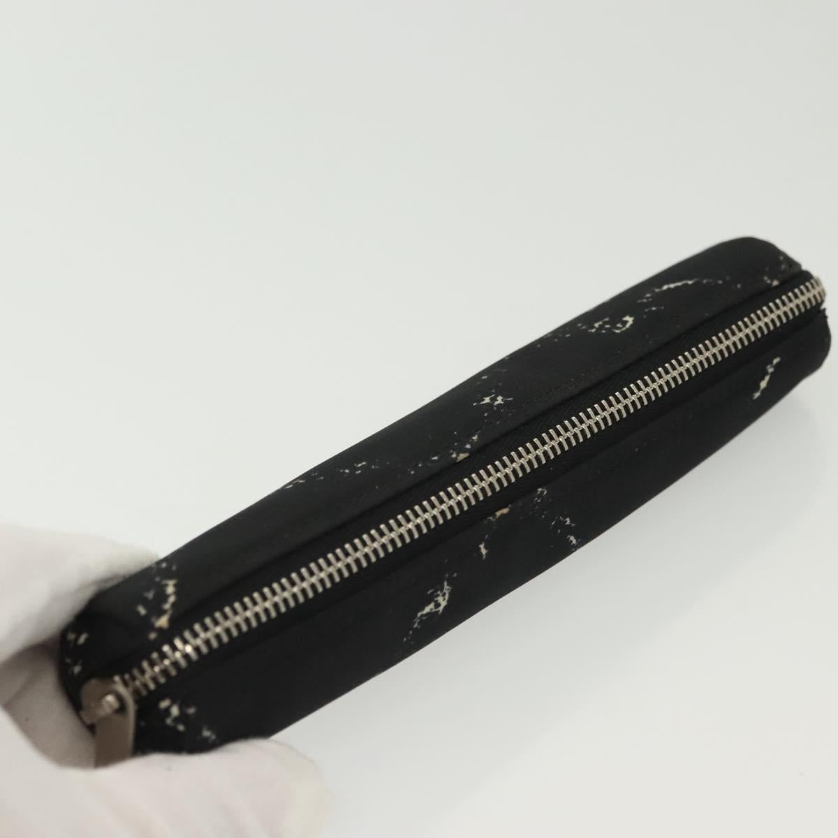 CHANEL Travel Line Pen Case Nylon Black Silver CC Auth 142341