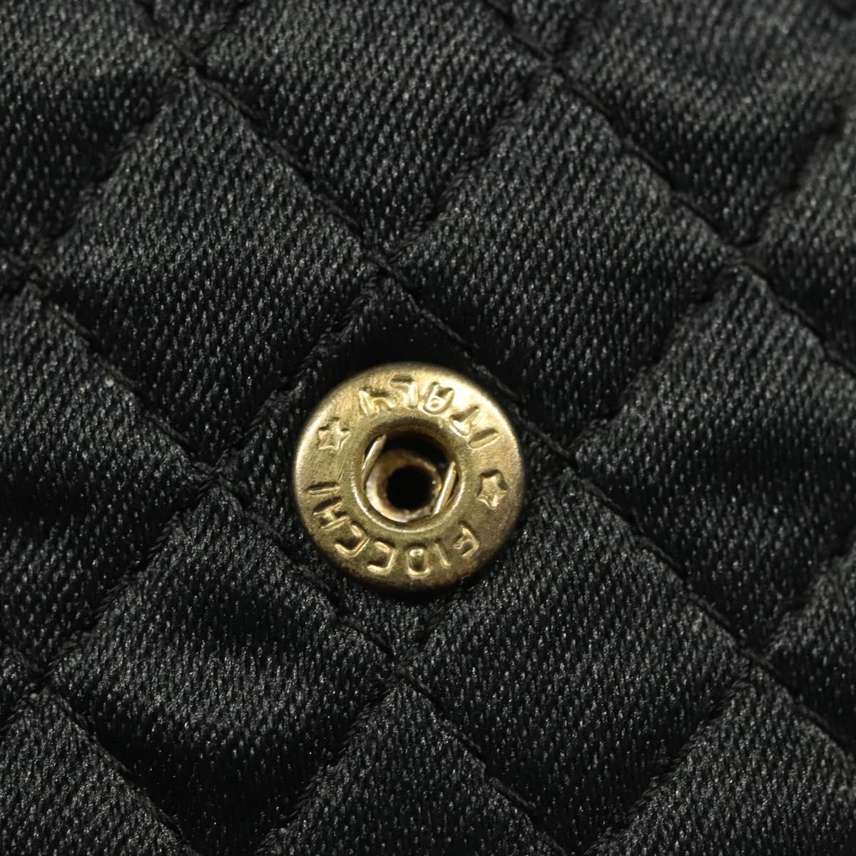 CHANEL Matelasse Chain Pouch Satin Black Gold CC Auth 142346