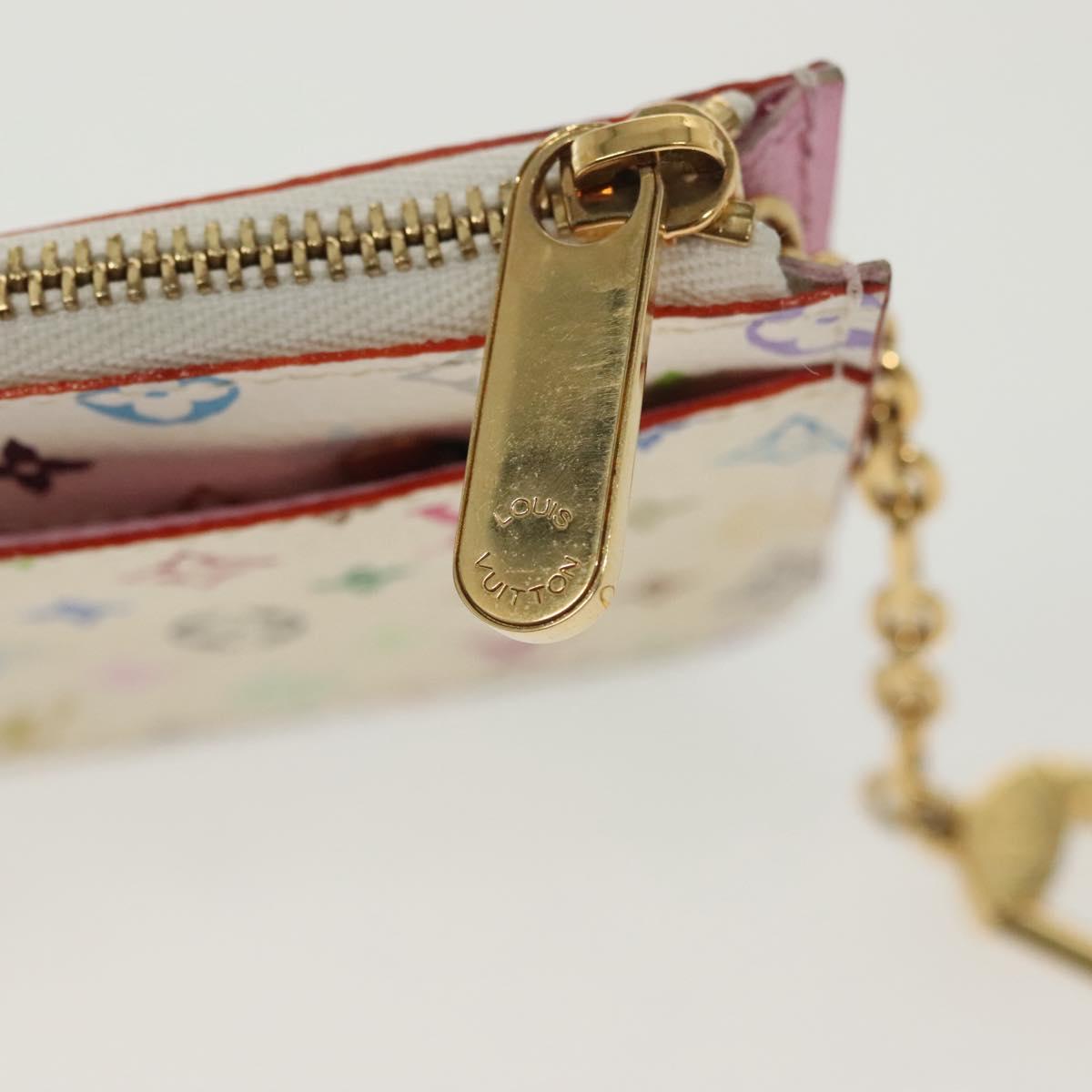 LOUIS VUITTON Multicolor Pochette Cles NM Coin Purse White M93734 LV Auth 142352