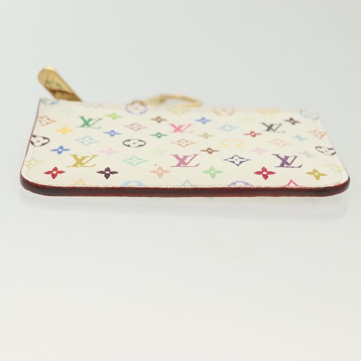 LOUIS VUITTON Multicolor Pochette Cles NM Coin Purse White M93734 LV Auth 142352