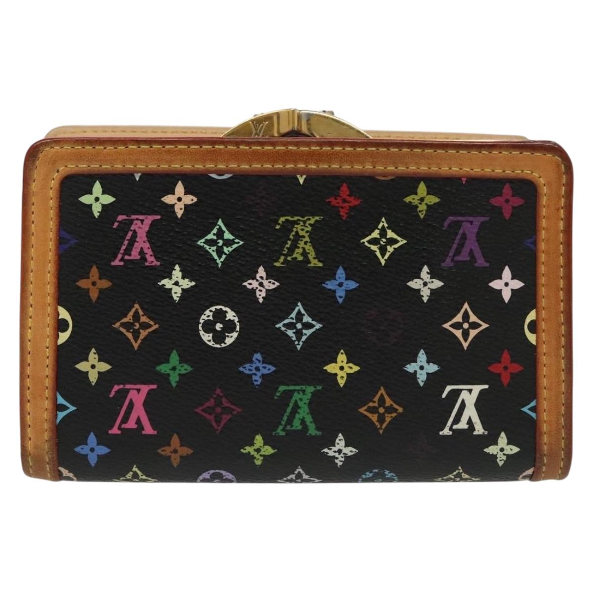 LOUIS VUITTON Multicolor Portefeuille Viennois Wallet Black M92988 Auth 142355