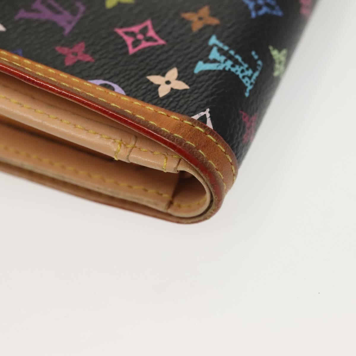 LOUIS VUITTON Multicolor Portefeuille Viennois Wallet Black M92988 Auth 142355