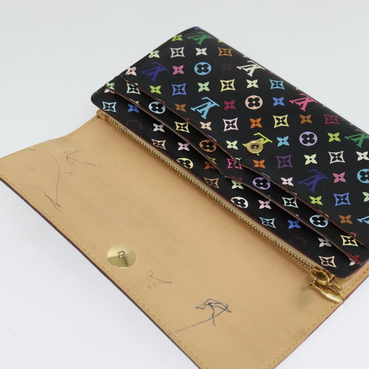 LOUIS VUITTON Multicolor Portefeiulle Sarah Long Wallet Black M60668 Auth 142359