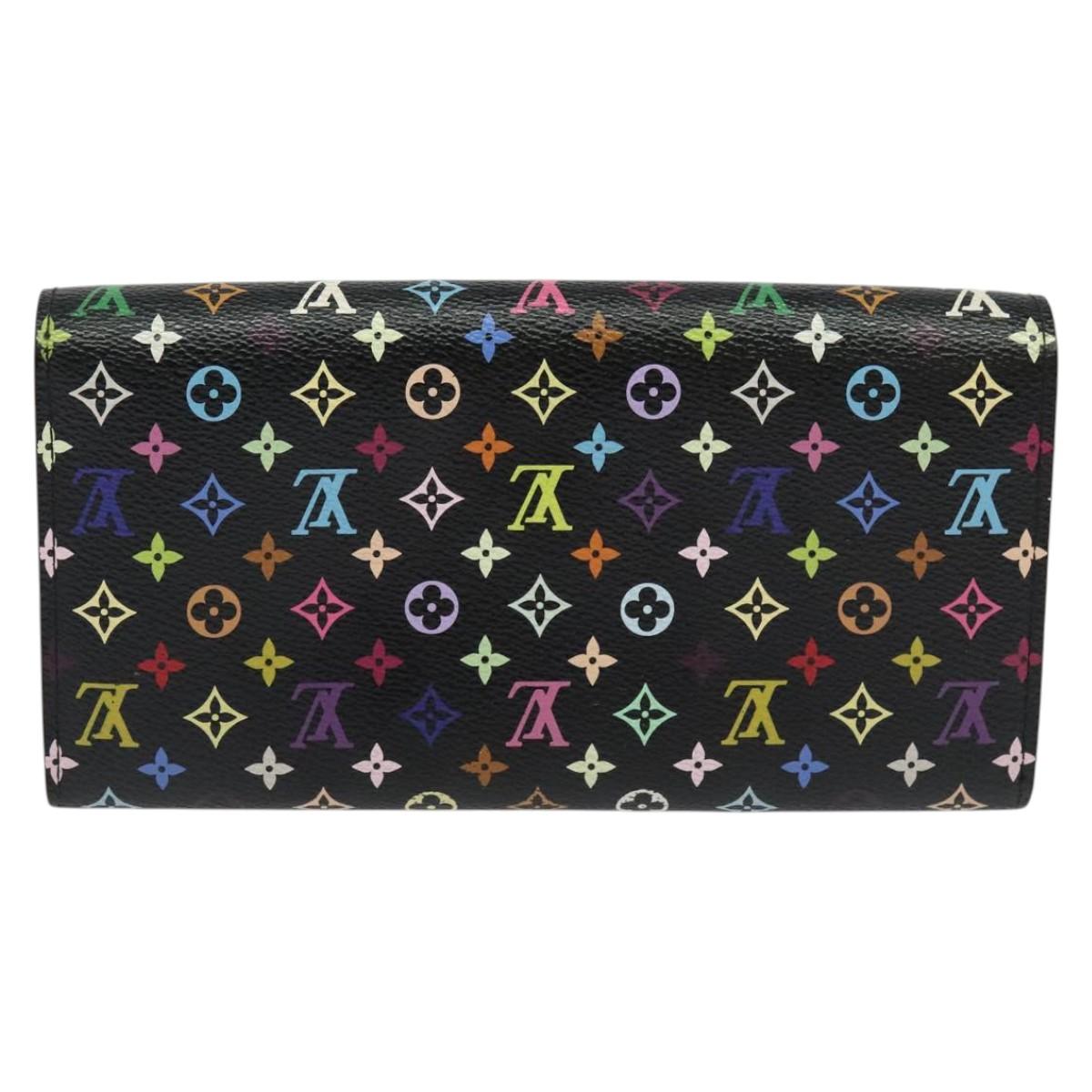 LOUIS VUITTON Multicolor Portefeiulle Sarah Long Wallet Black M60668 Auth 142359