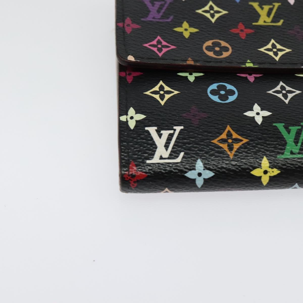 LOUIS VUITTON Multicolor Portefeiulle Sarah Long Wallet Black M60668 Auth 142359