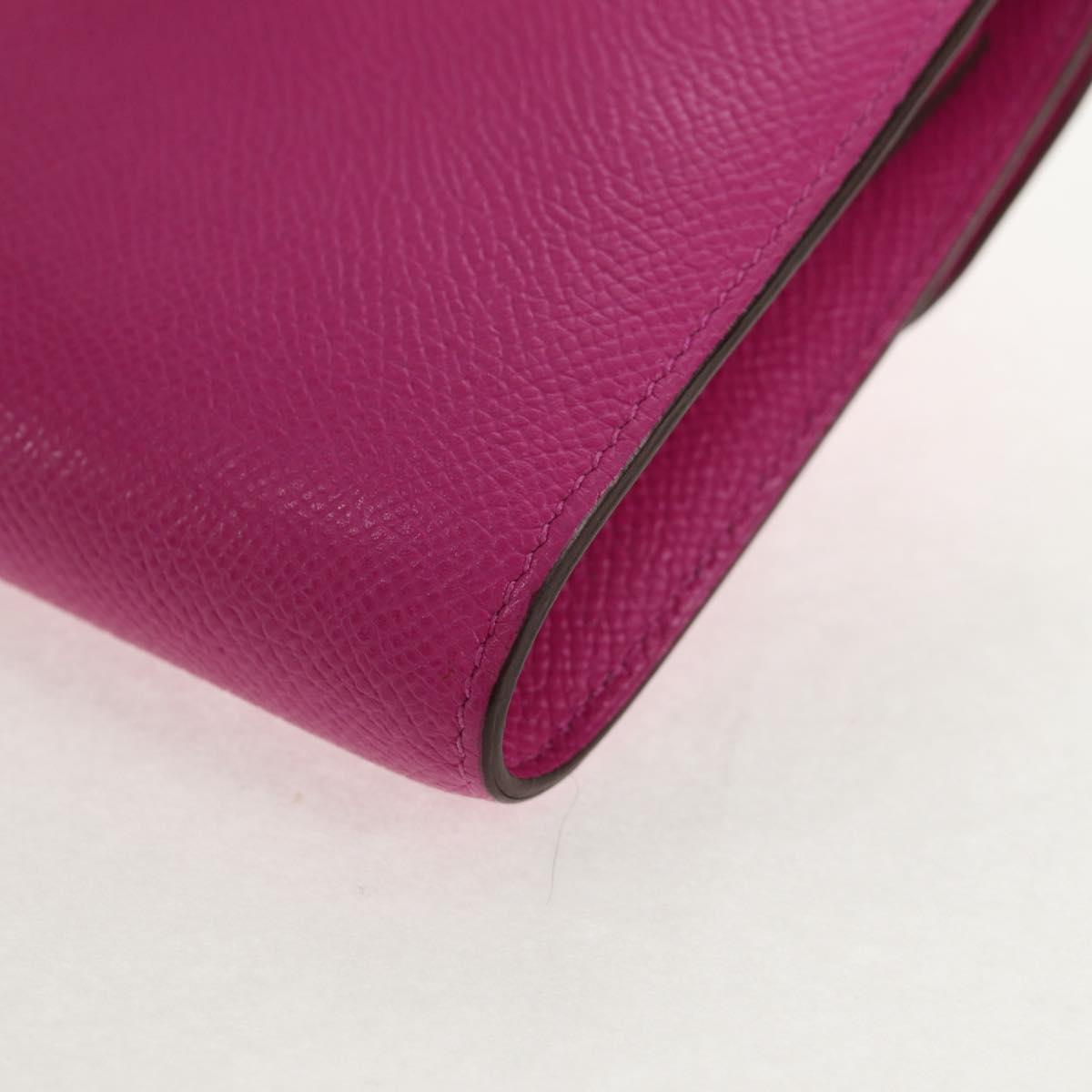 HERMES Constance Compact Wallet Leather Purple pink Auth 142362M