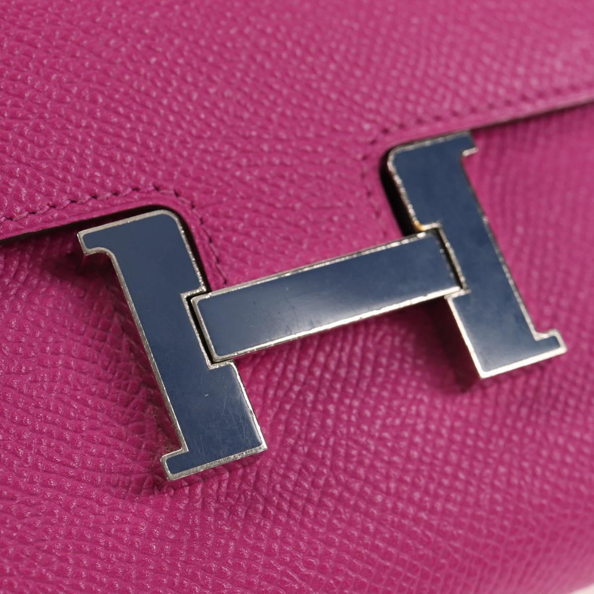 HERMES Constance Compact Wallet Leather Purple pink Auth 142362M