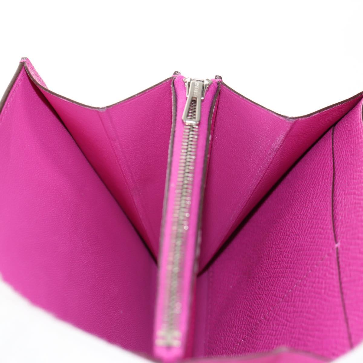 HERMES Constance Compact Wallet Leather Purple pink Auth 142362SAM
