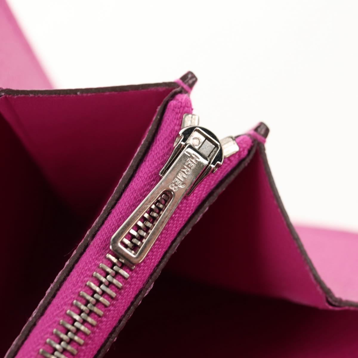 HERMES Constance Compact Wallet Leather Purple pink Auth 142362SAM