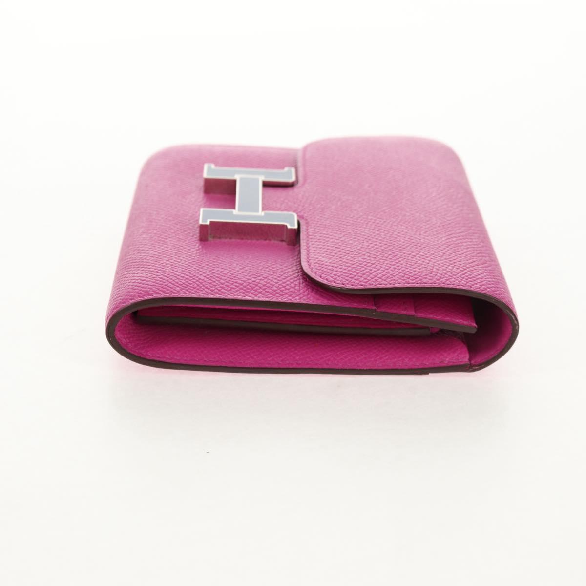 HERMES Constance Compact Wallet Leather Purple pink Auth 142362M