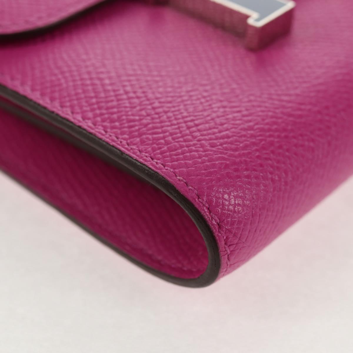 HERMES Constance Compact Wallet Leather Purple pink Auth 142362SAM