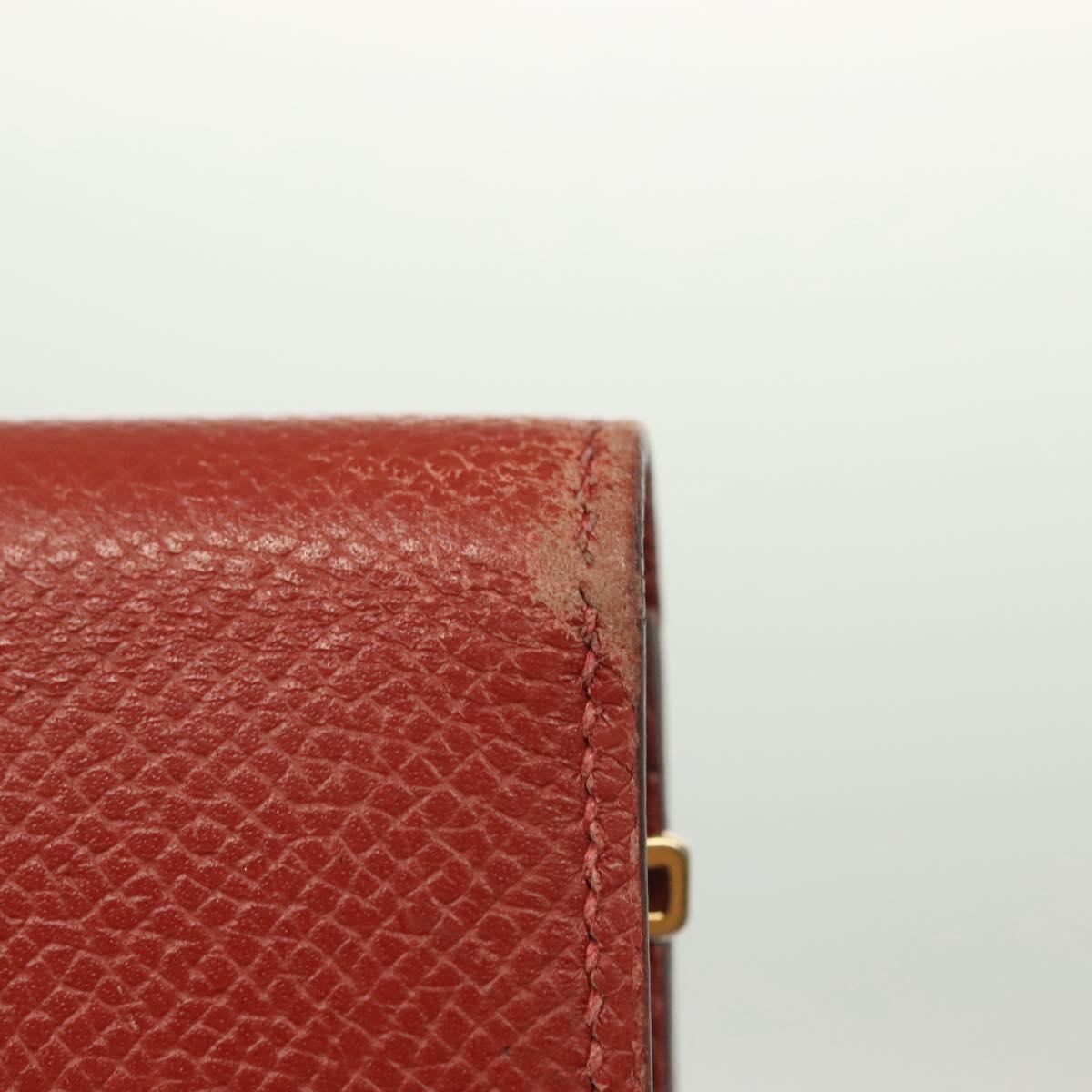 HERMES Beansufla Wallet Leather Brown Gold Auth 142375