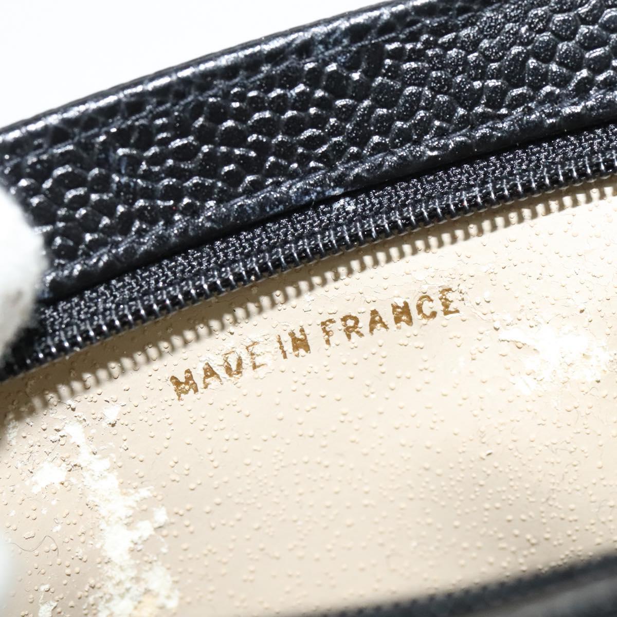 CHANEL Pouch Caviar Skin Black Gold CC Auth 142376