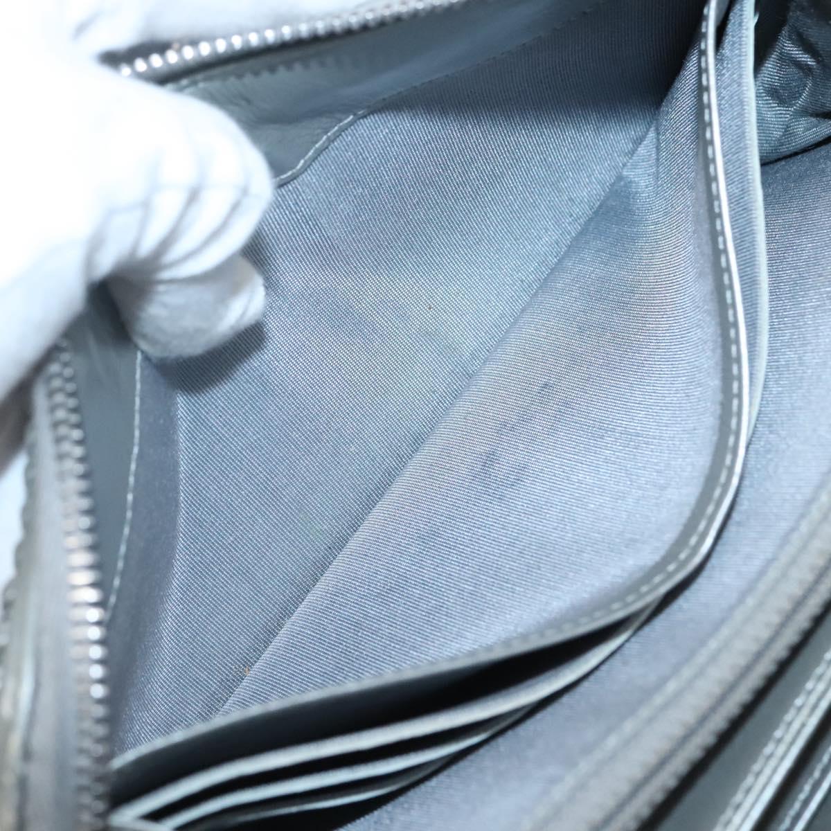 CHANEL Boy Chanel Matelasse Long Wallet Leather Silver CC Auth 142377