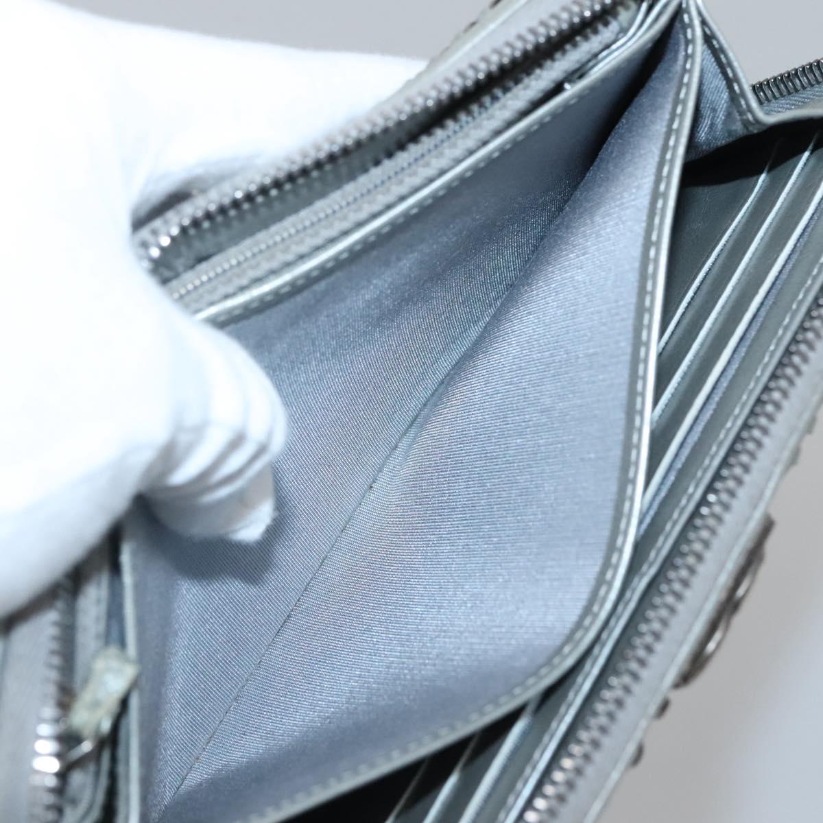CHANEL Boy Chanel Matelasse Long Wallet Leather Silver CC Auth 142377