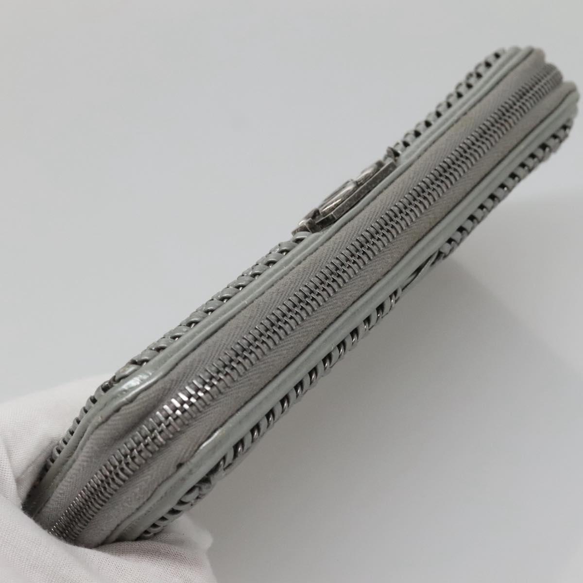 CHANEL Boy Chanel Matelasse Long Wallet Leather Silver CC Auth 142377