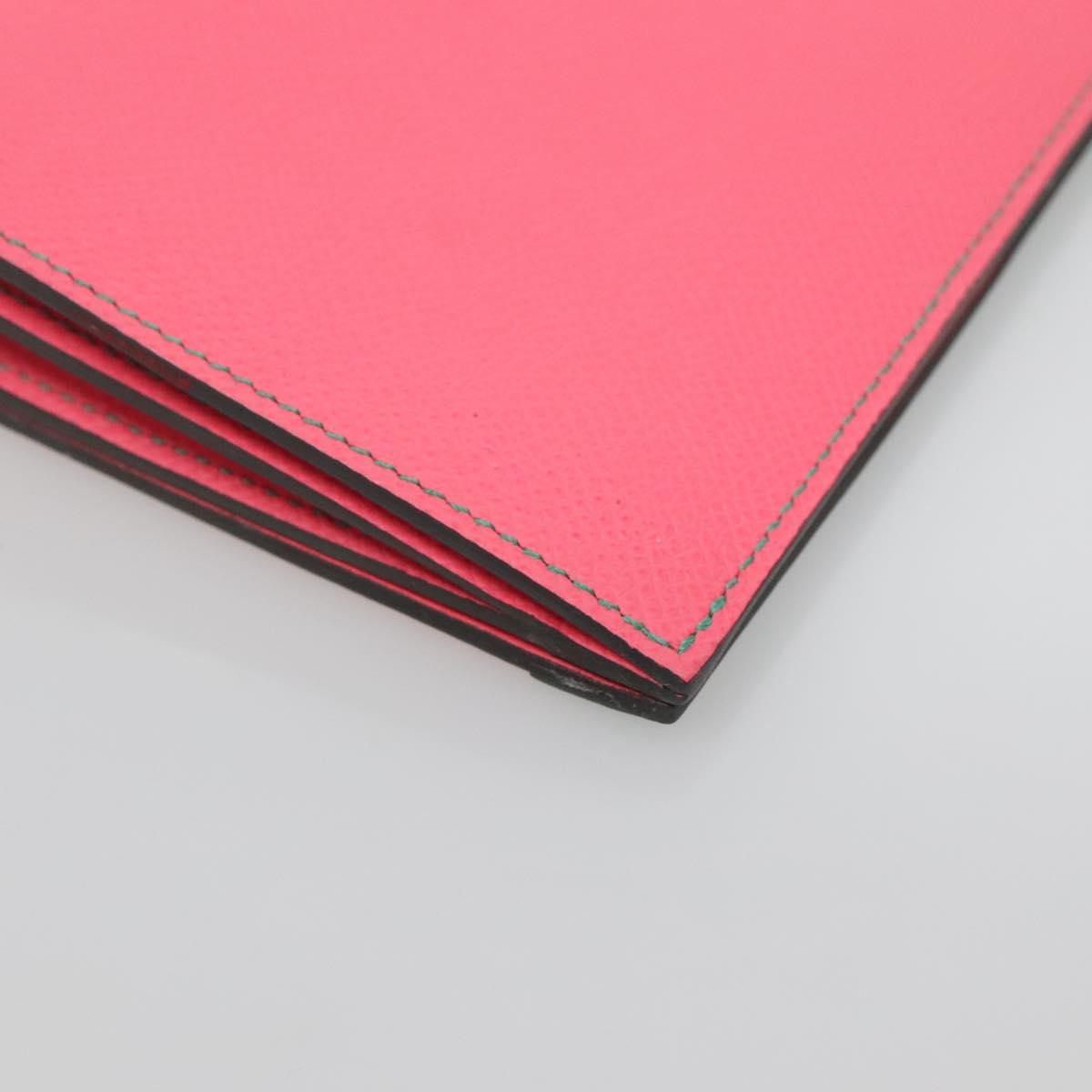 HERMES Camille Long Wallet Leather Pink Silver Auth 142388M