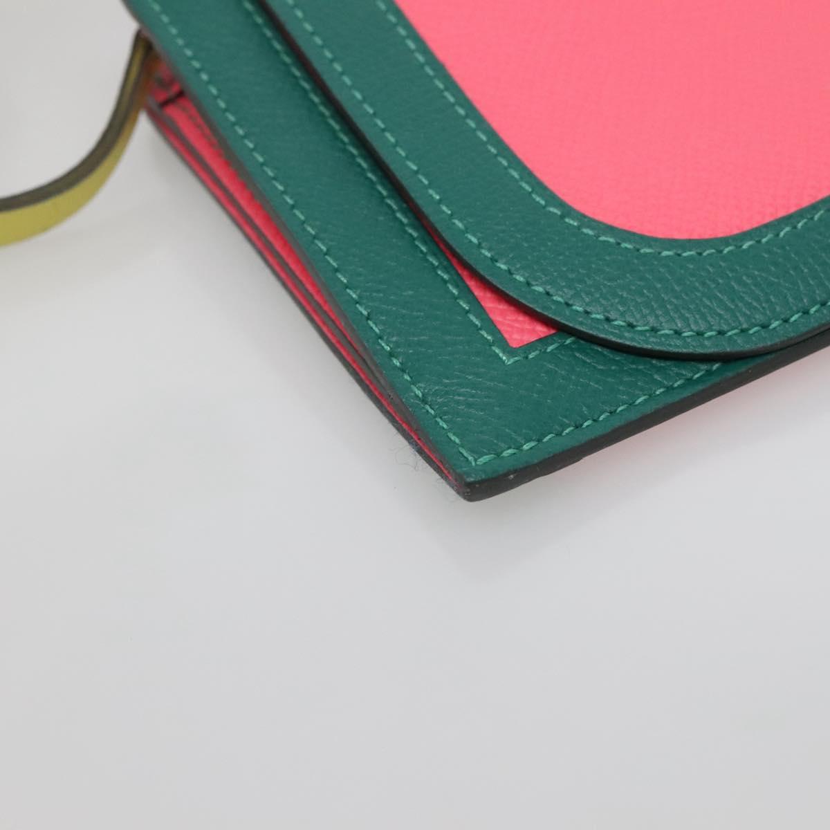 HERMES Camille Long Wallet Leather Pink Silver Auth 142388M