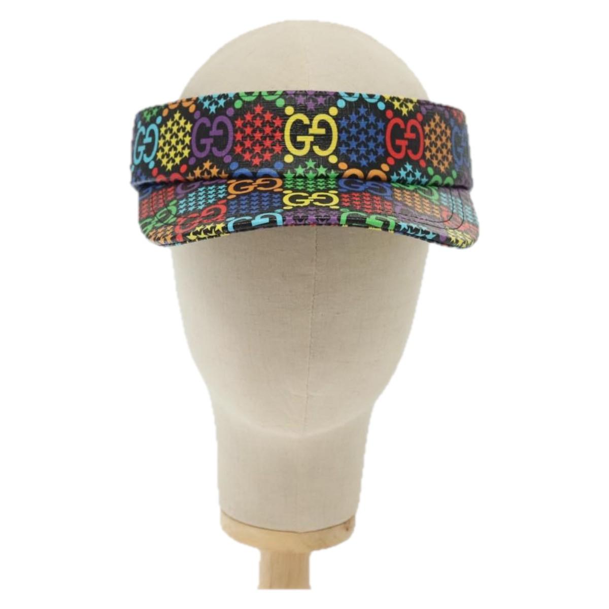 GUCCI GG Psychedelic Sun Visor Hat Multicolor Silver Auth 142391
