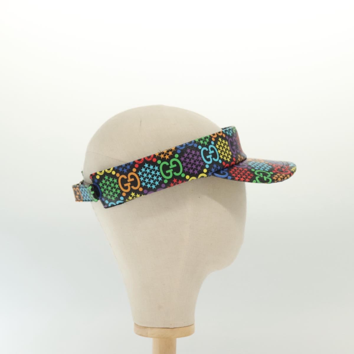 GUCCI GG Psychedelic Sun Visor Hat Multicolor Silver Auth 142391