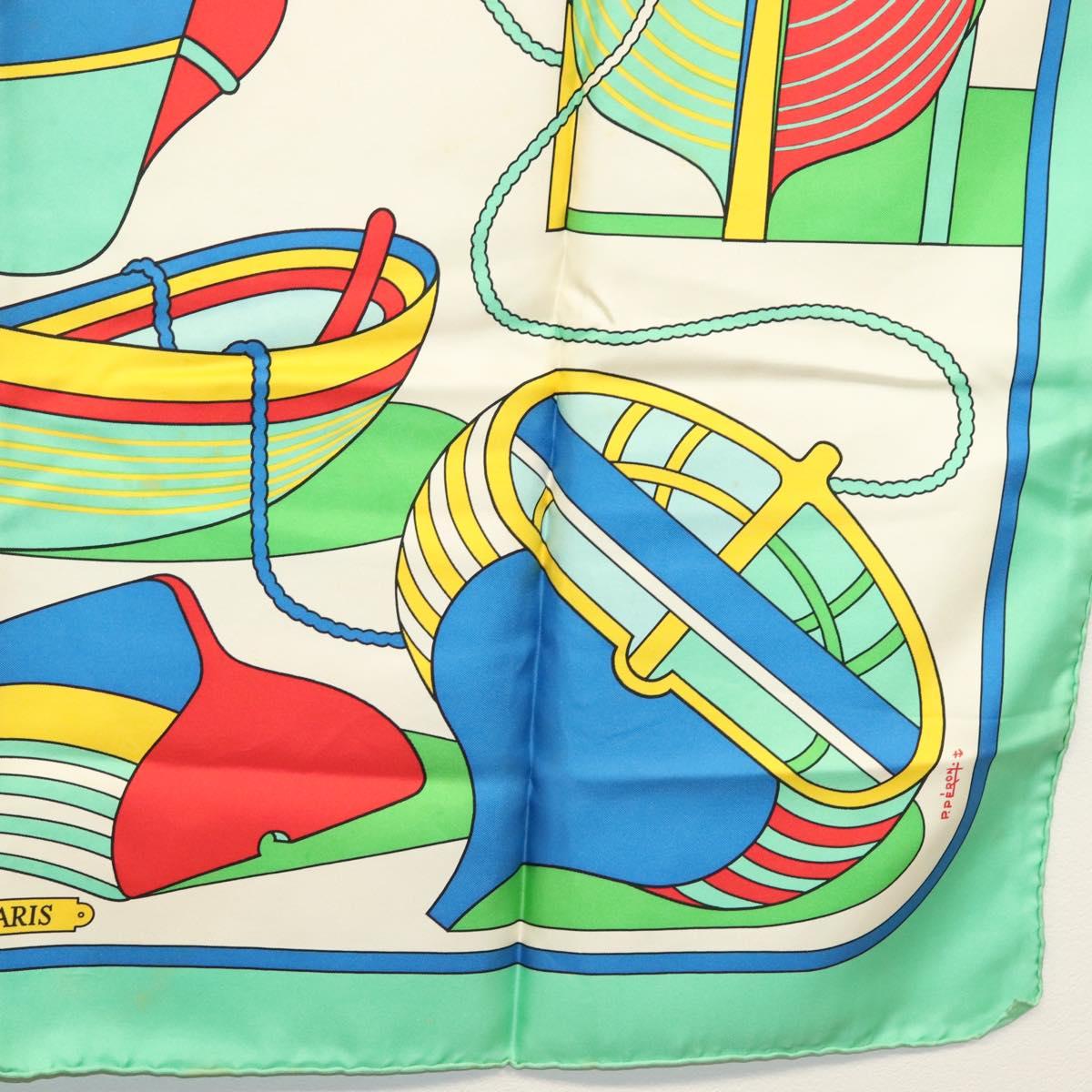 HERMES Carre 90 Scarf ""THALASSA"" Silk Green Auth 142398