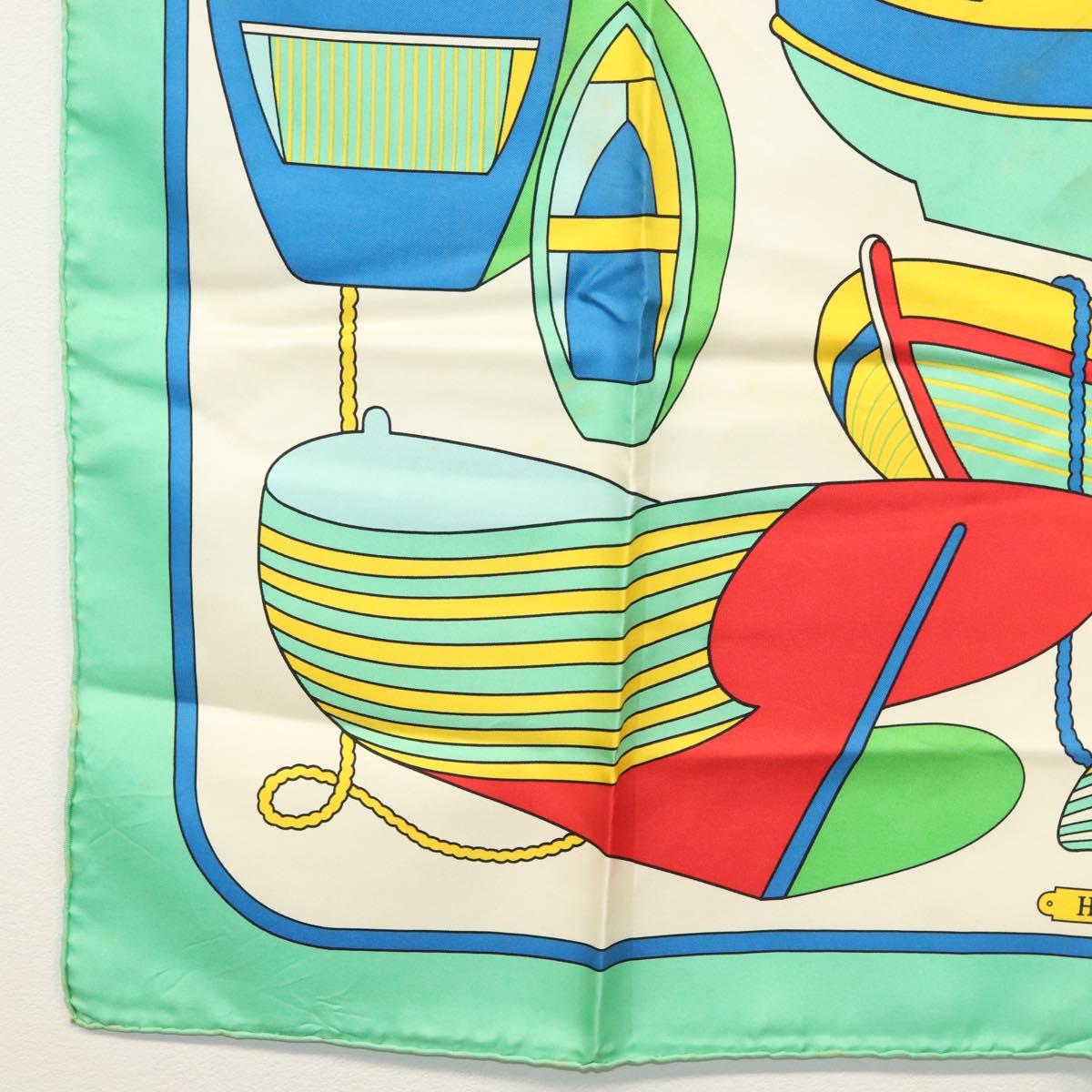 HERMES Carre 90 Scarf ""THALASSA"" Silk Green Auth 142398