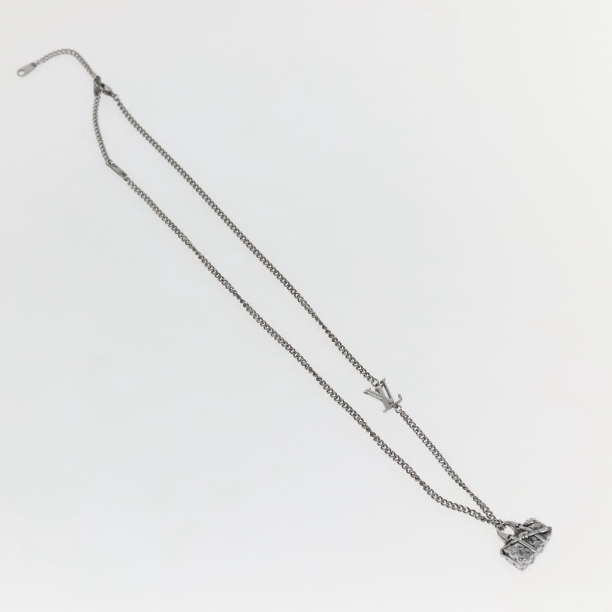 LOUIS VUITTON Collier LV Keepall Necklace metal Silver M00914 LV Auth 142404M