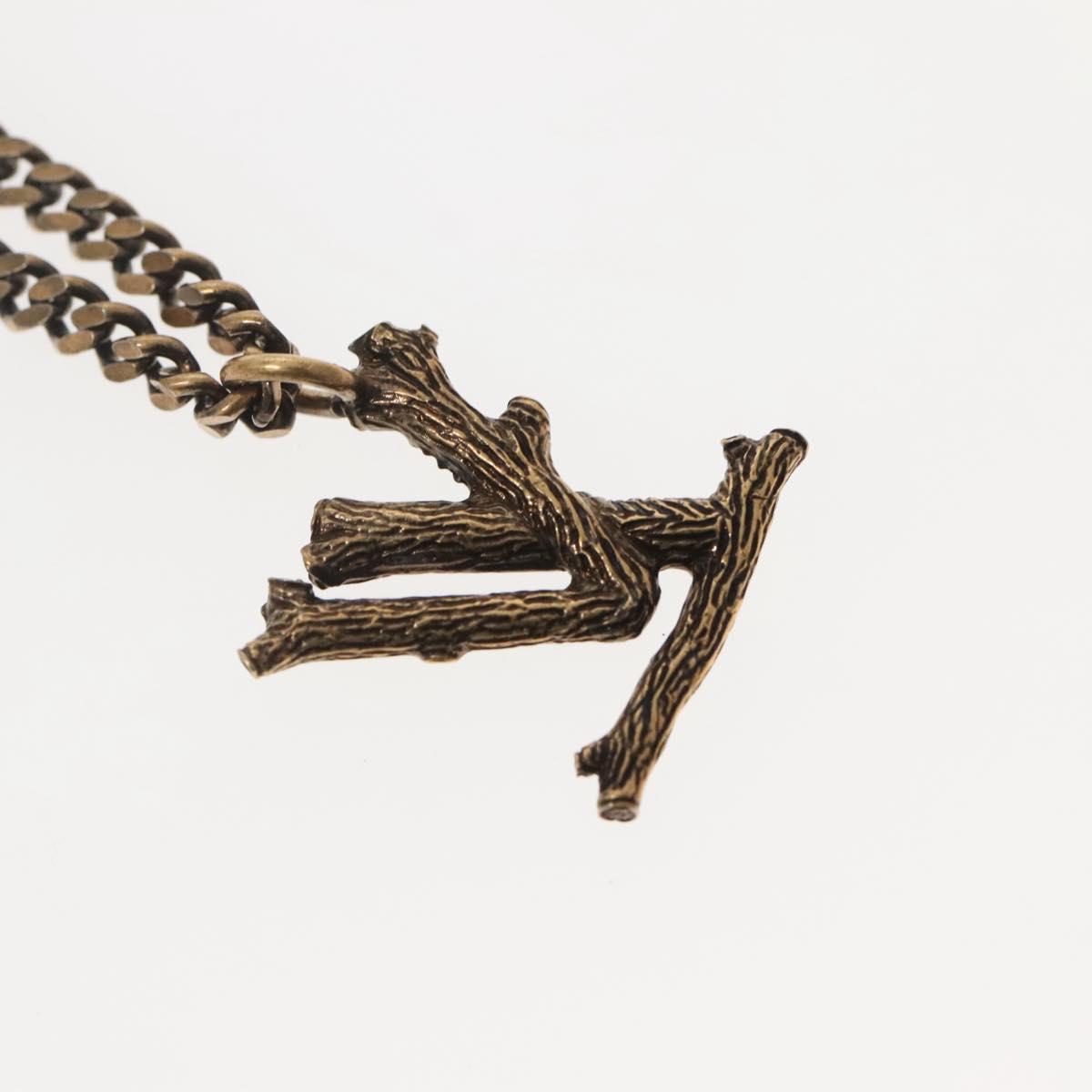 LOUIS VUITTON Collier Printed Initials LV Wood Necklace Gold MP2780 Auth 142405M