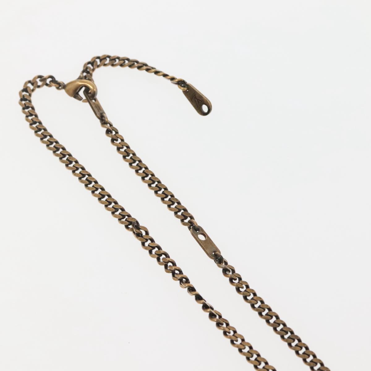 LOUIS VUITTON Collier Printed Initials LV Wood Necklace Gold MP2780 Auth 142405M