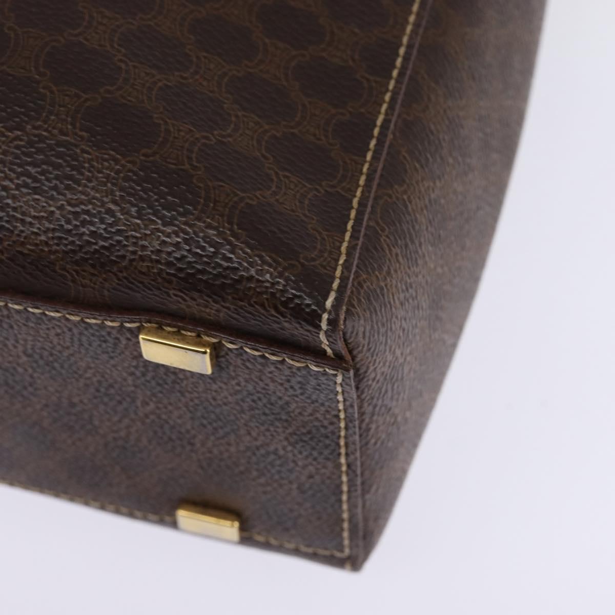 CELINE Macadam Canvas Hand Bag PVC Leather 2way Brown Gold Auth 142436