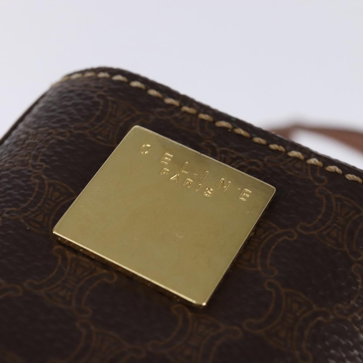 CELINE Macadam Canvas Hand Bag PVC Leather 2way Brown Gold Auth 142436