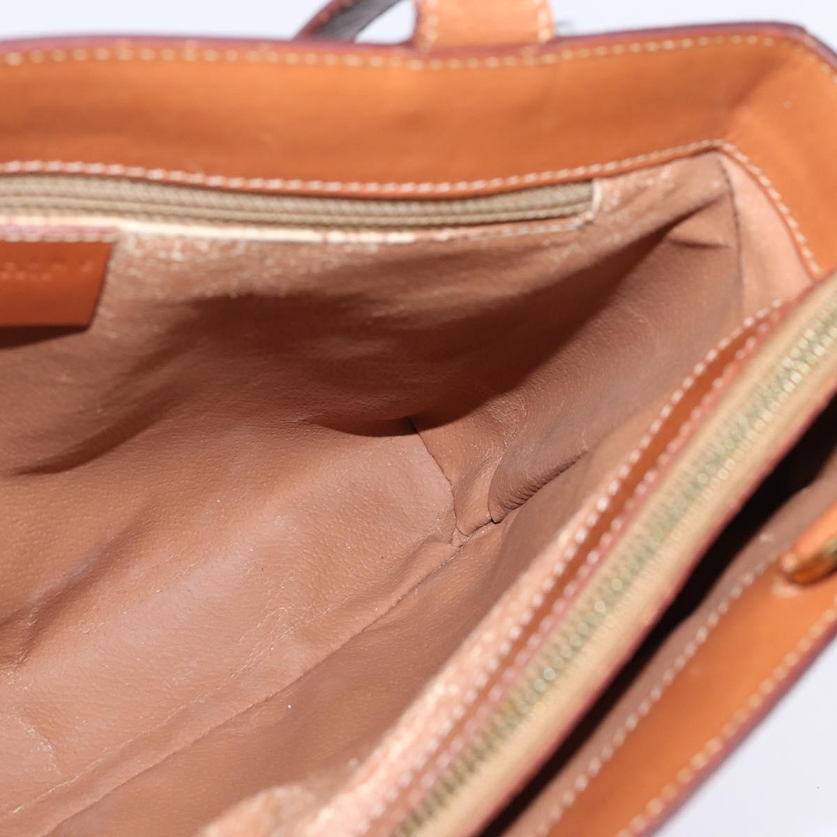 CELINE Macadam Canvas Hand Bag PVC Leather 2way Brown Gold Auth 142436