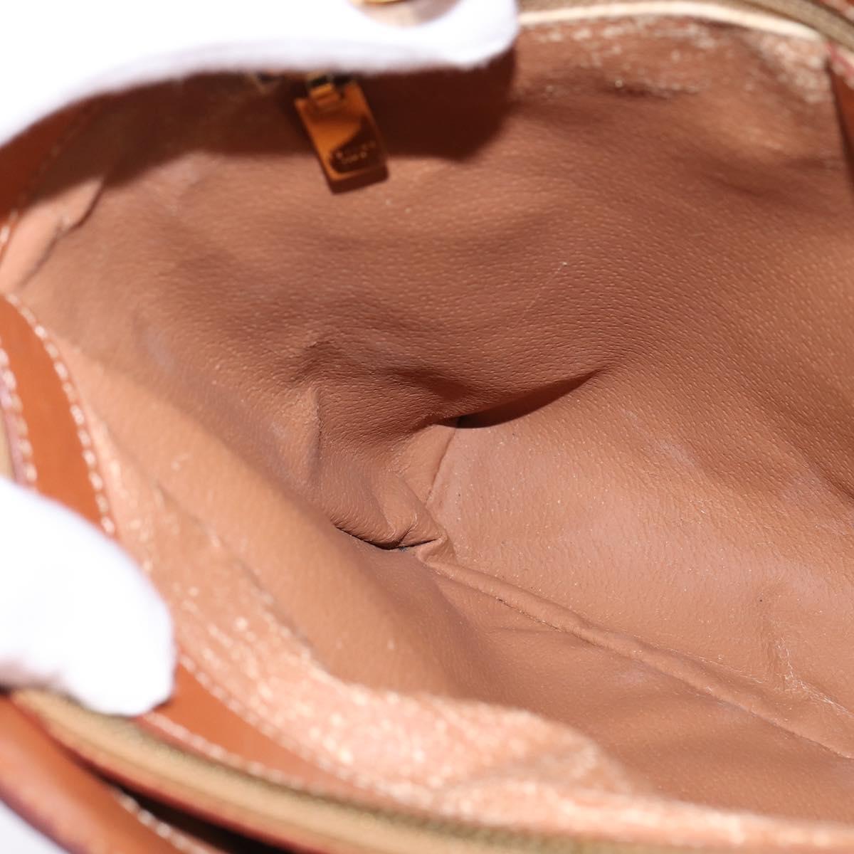 CELINE Macadam Canvas Hand Bag PVC Leather 2way Brown Gold Auth 142436