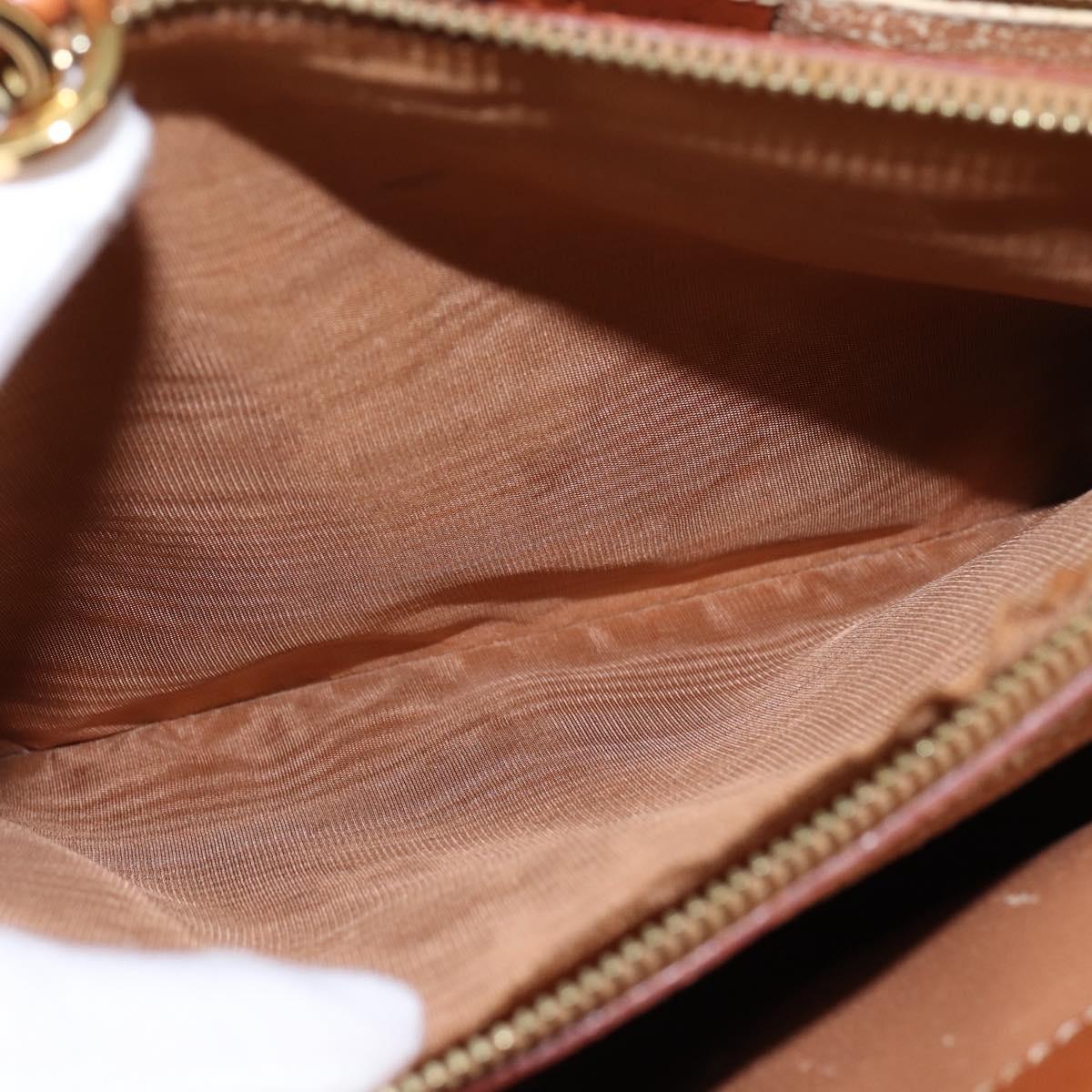 CELINE Macadam Canvas Hand Bag PVC Leather 2way Brown Gold Auth 142436