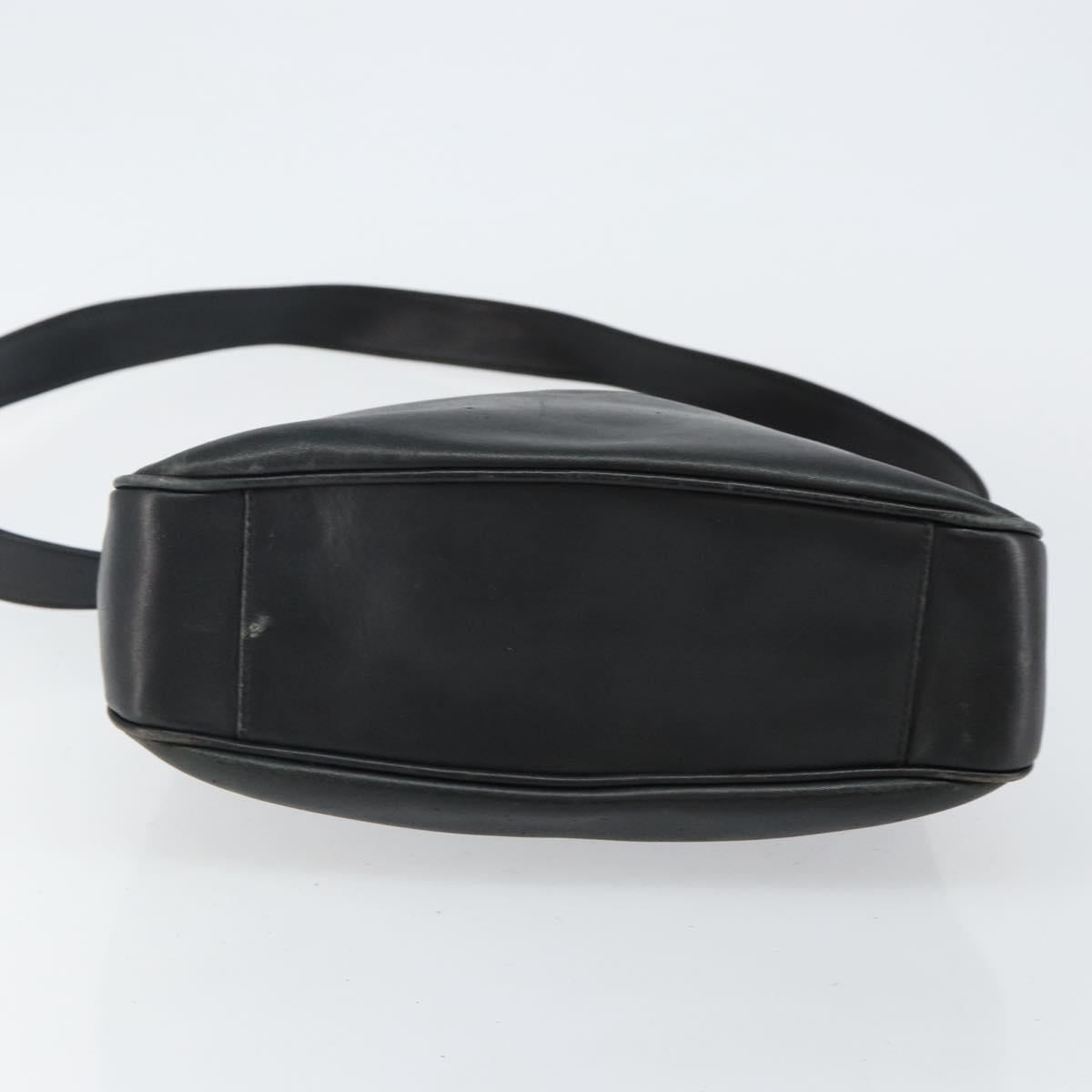 GUCCI Bamboo Hand Bag Leather Black Gold 001 1998 1638 Auth 142437