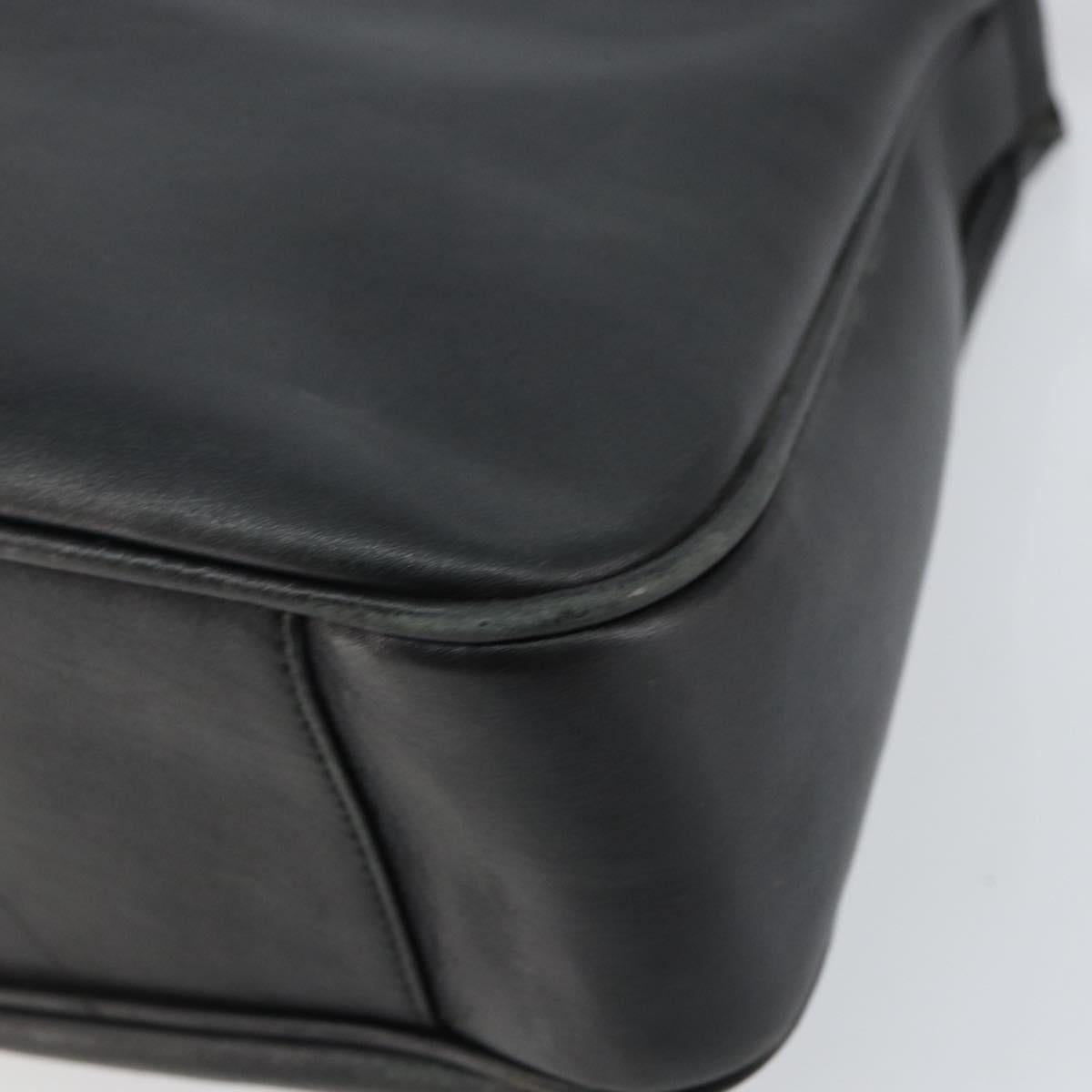 GUCCI Bamboo Hand Bag Leather Black Gold 001 1998 1638 Auth 142437