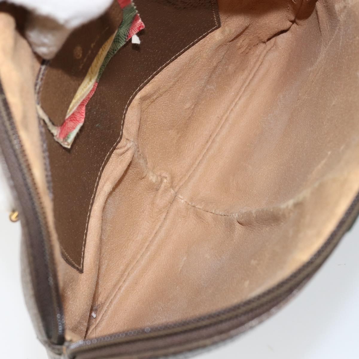 GUCCI GG Supreme Web Sherry Line Bag PVC Beige Gold 904 02 047 Auth 142439