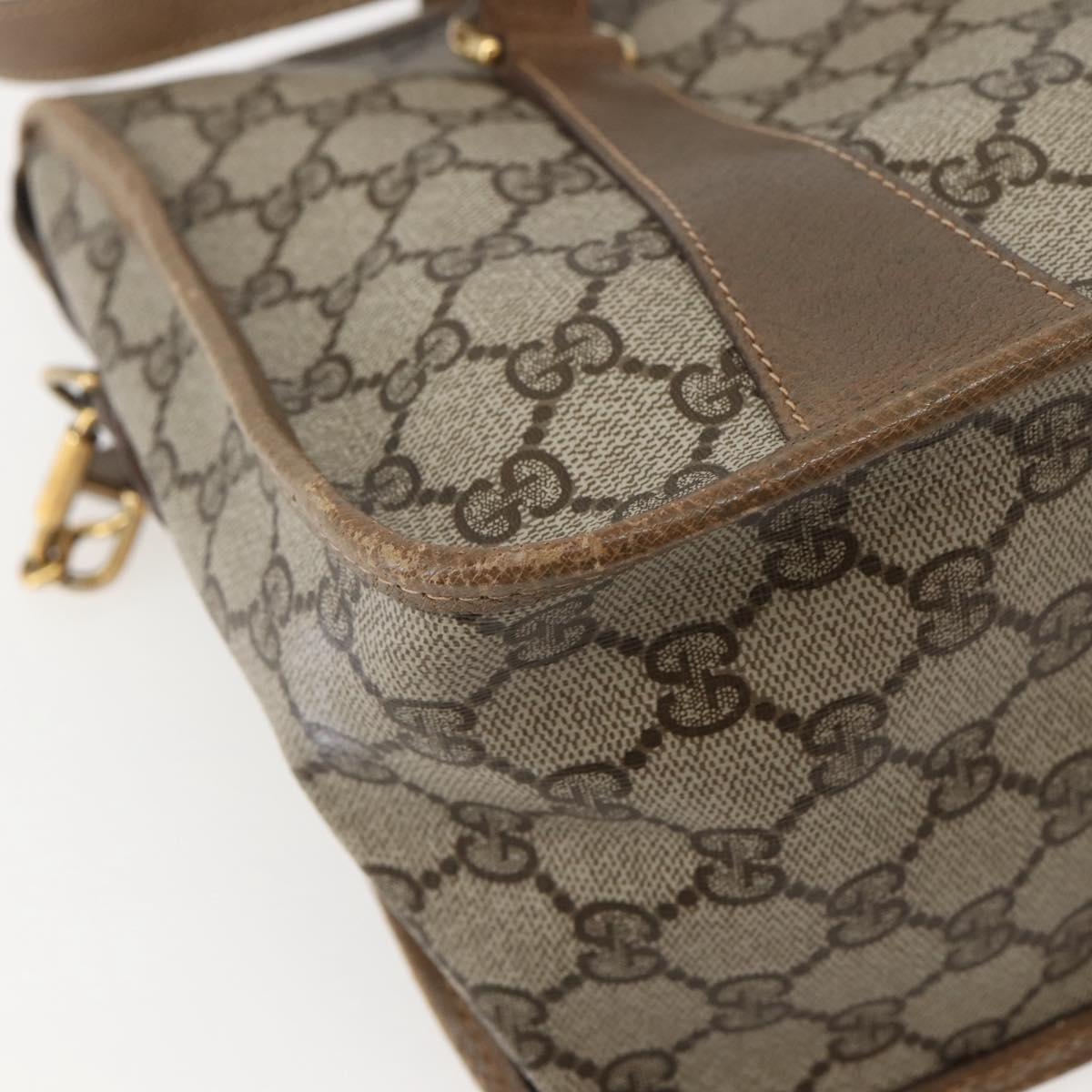 GUCCI GG Supreme Web Sherry Line Bag PVC 2way Beige Gold 41 02 039 Auth 142440
