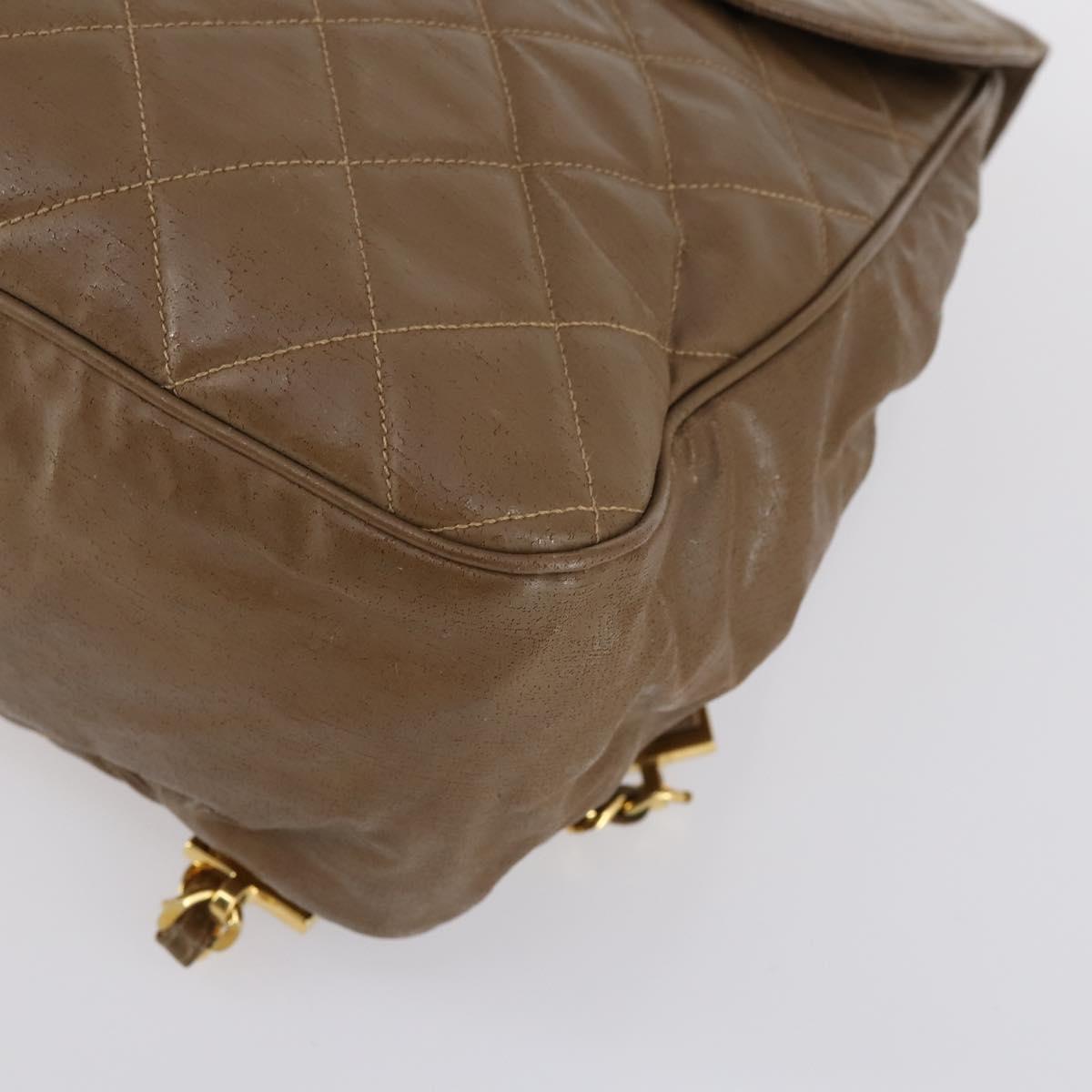 CHANEL Matelasse Backpack Coated Canvas Brown Gold CC Auth 142441