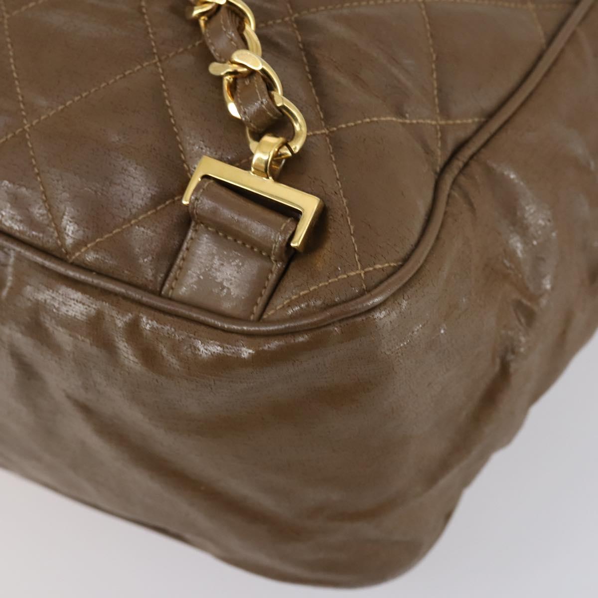 CHANEL Matelasse Backpack Coated Canvas Brown Gold CC Auth 142441