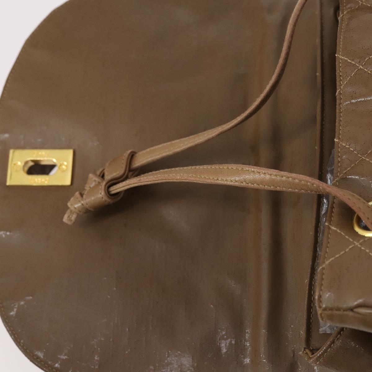 CHANEL Matelasse Backpack Coated Canvas Brown Gold CC Auth 142441