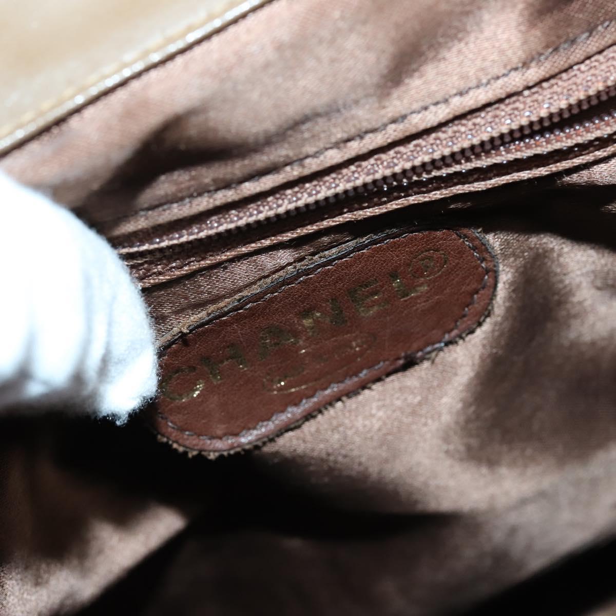 CHANEL Matelasse Backpack Coated Canvas Brown Gold CC Auth 142441