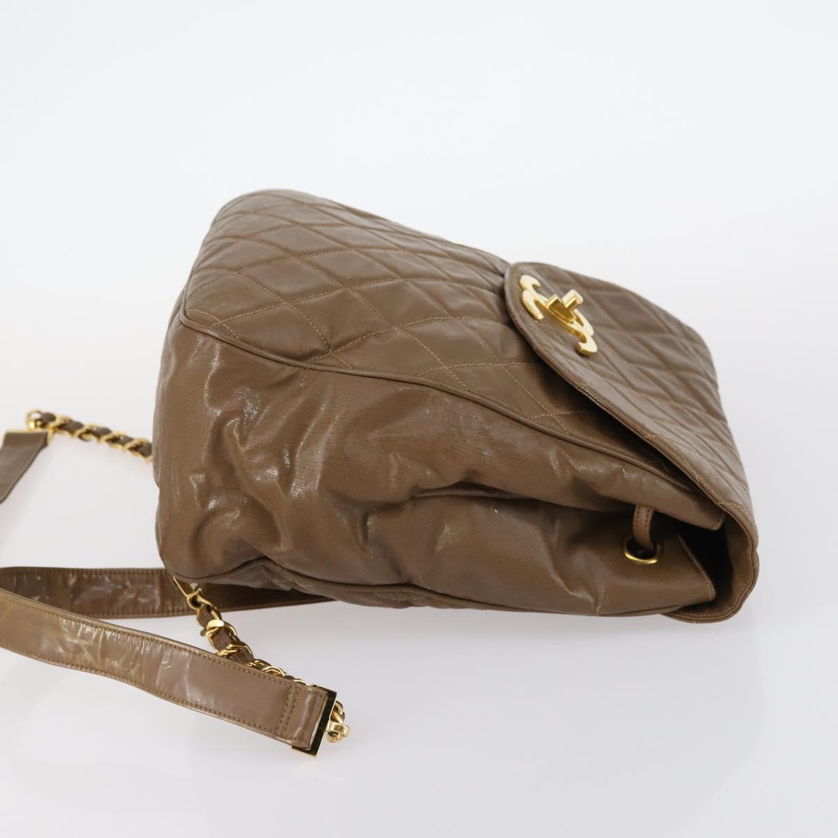 CHANEL Matelasse Backpack Coated Canvas Brown Gold CC Auth 142441