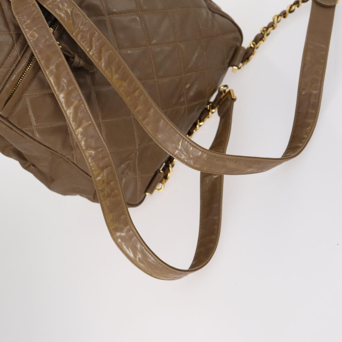 CHANEL Matelasse Backpack Coated Canvas Brown Gold CC Auth 142441