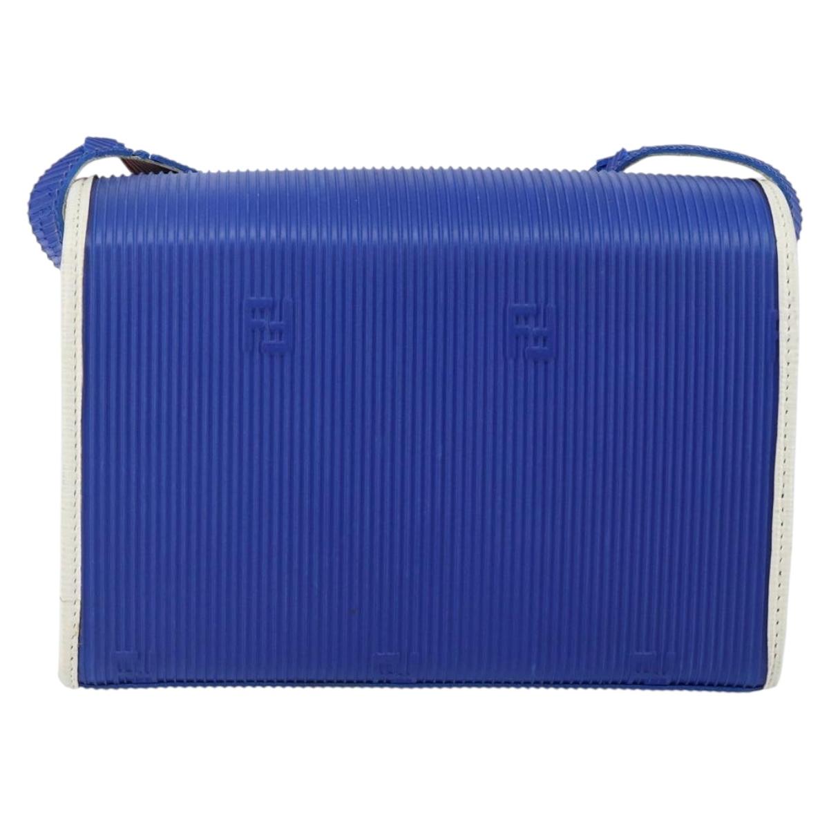 FENDI Shoulder Bag Rubber Blue Silver Auth 142445