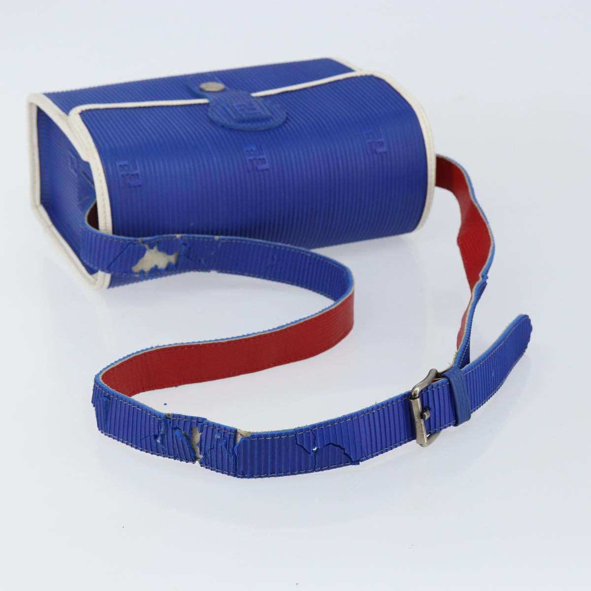 FENDI Shoulder Bag Rubber Blue Silver Auth 142445