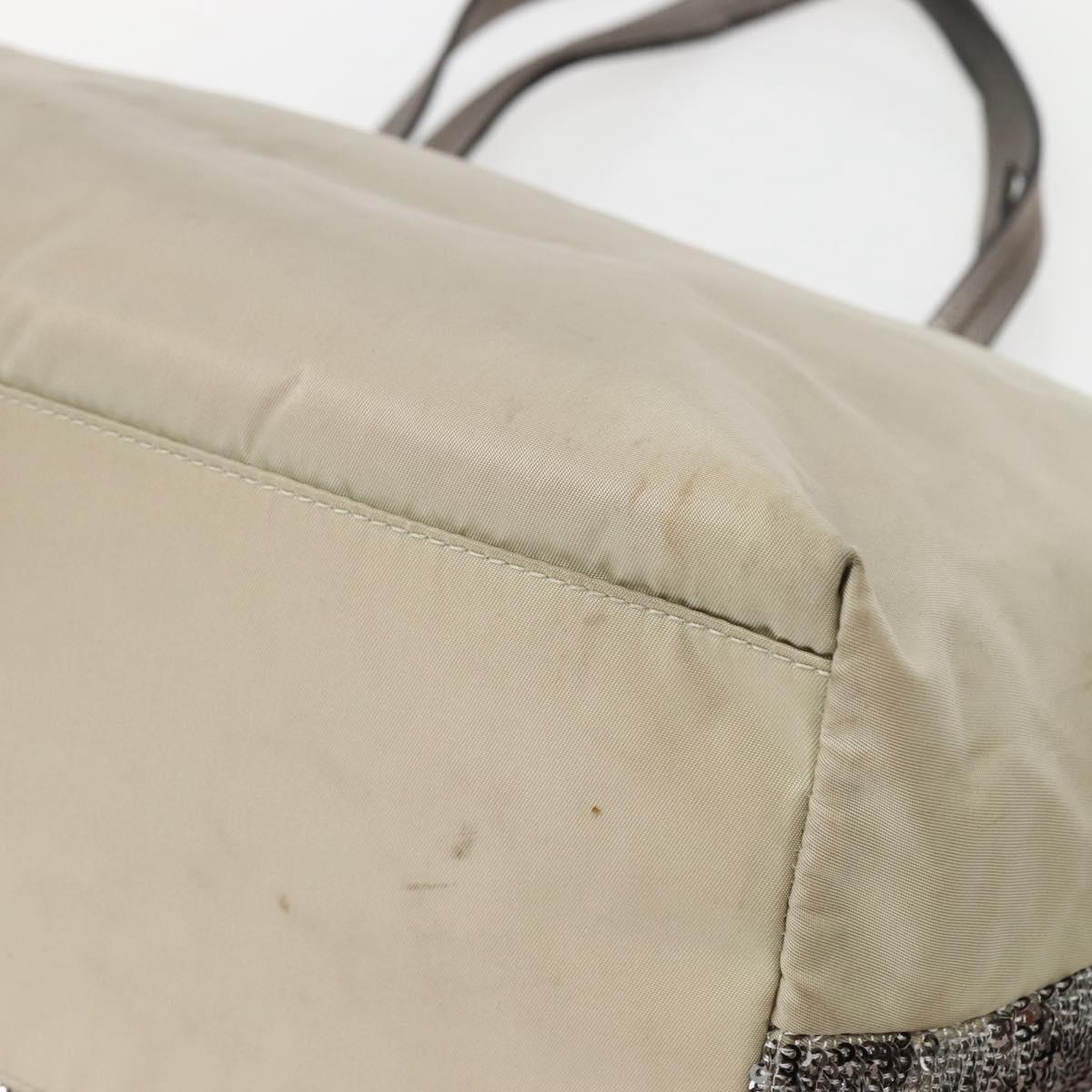 Salvatore Ferragamo Vala Tote Bag Sequin Silver Auth 142446