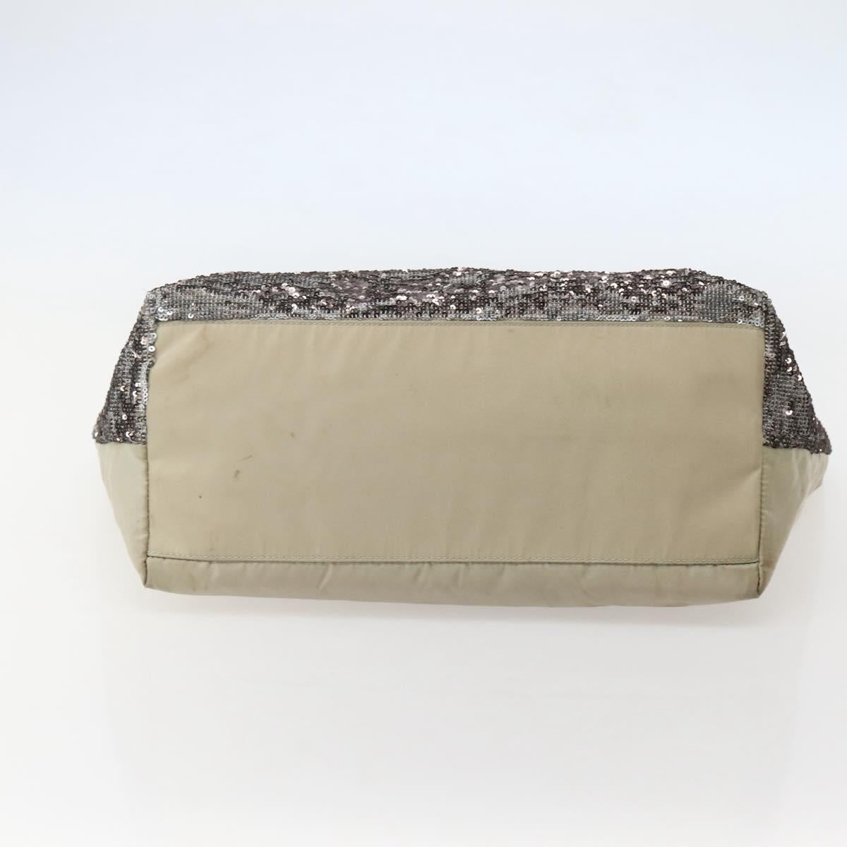 Salvatore Ferragamo Vala Tote Bag Sequin Silver Auth 142446