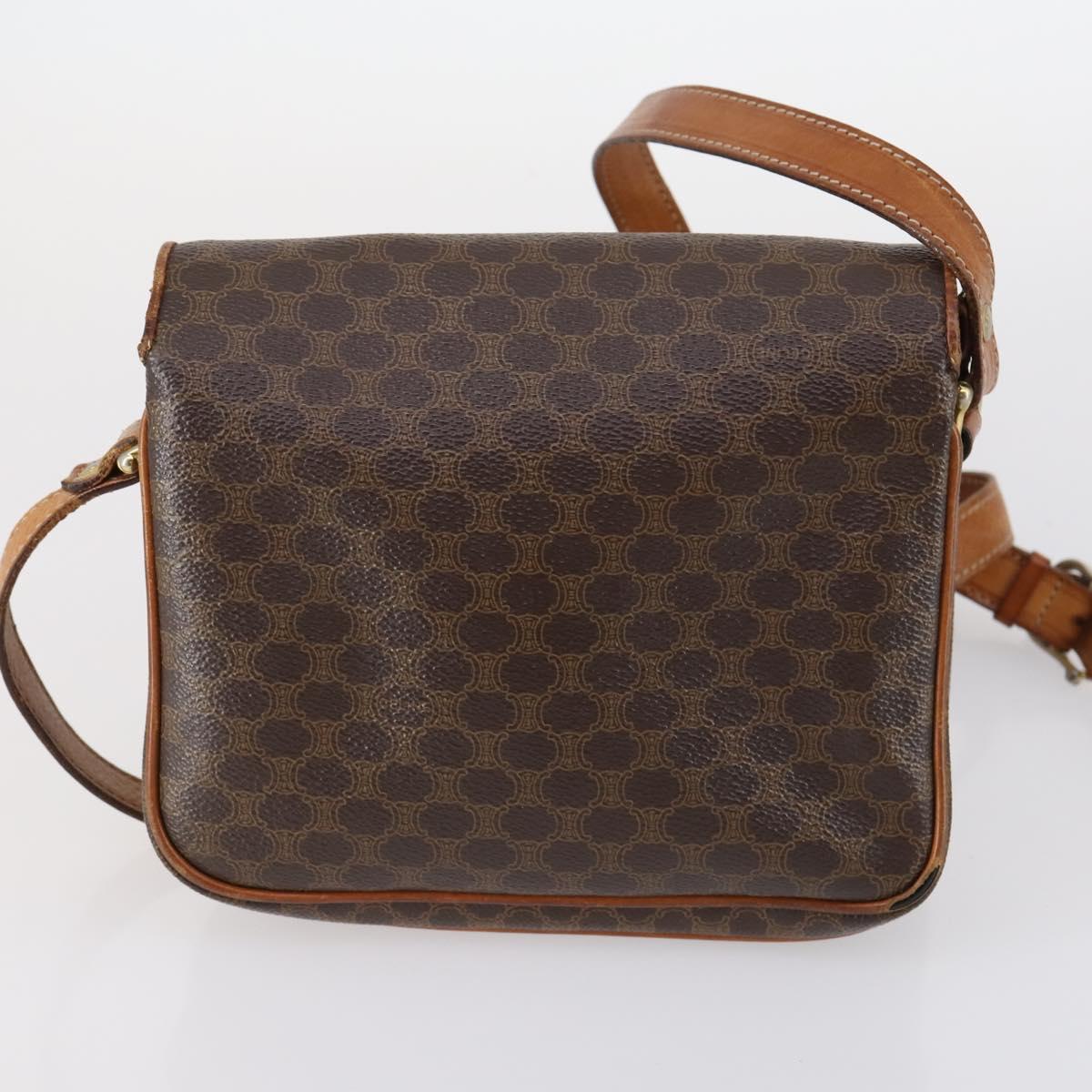 CELINE C Macadam Canvas Shoulder Bag PVC Leather 3Set Brown Gold Auth 142449