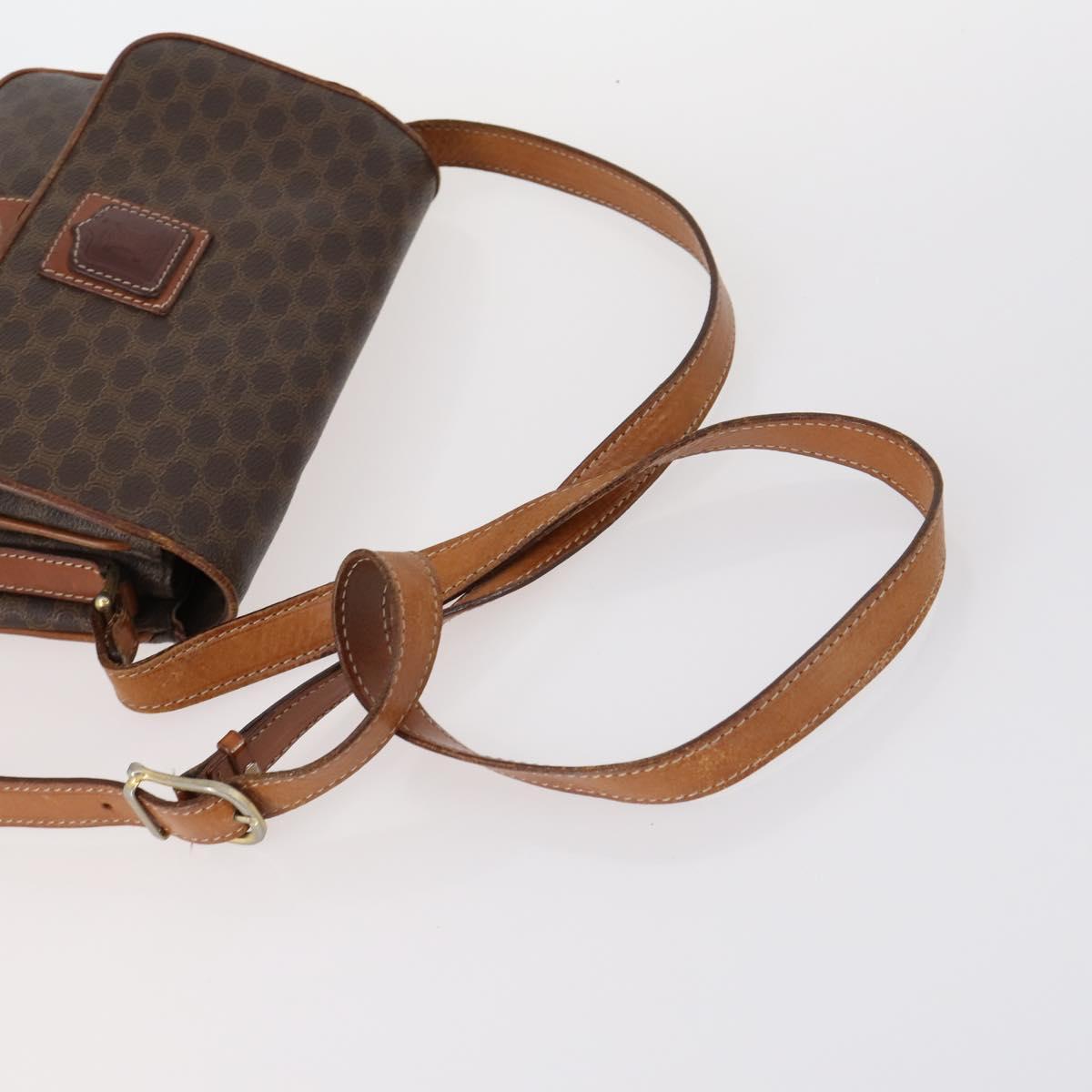 CELINE C Macadam Canvas Shoulder Bag PVC Leather 3Set Brown Gold Auth 142449